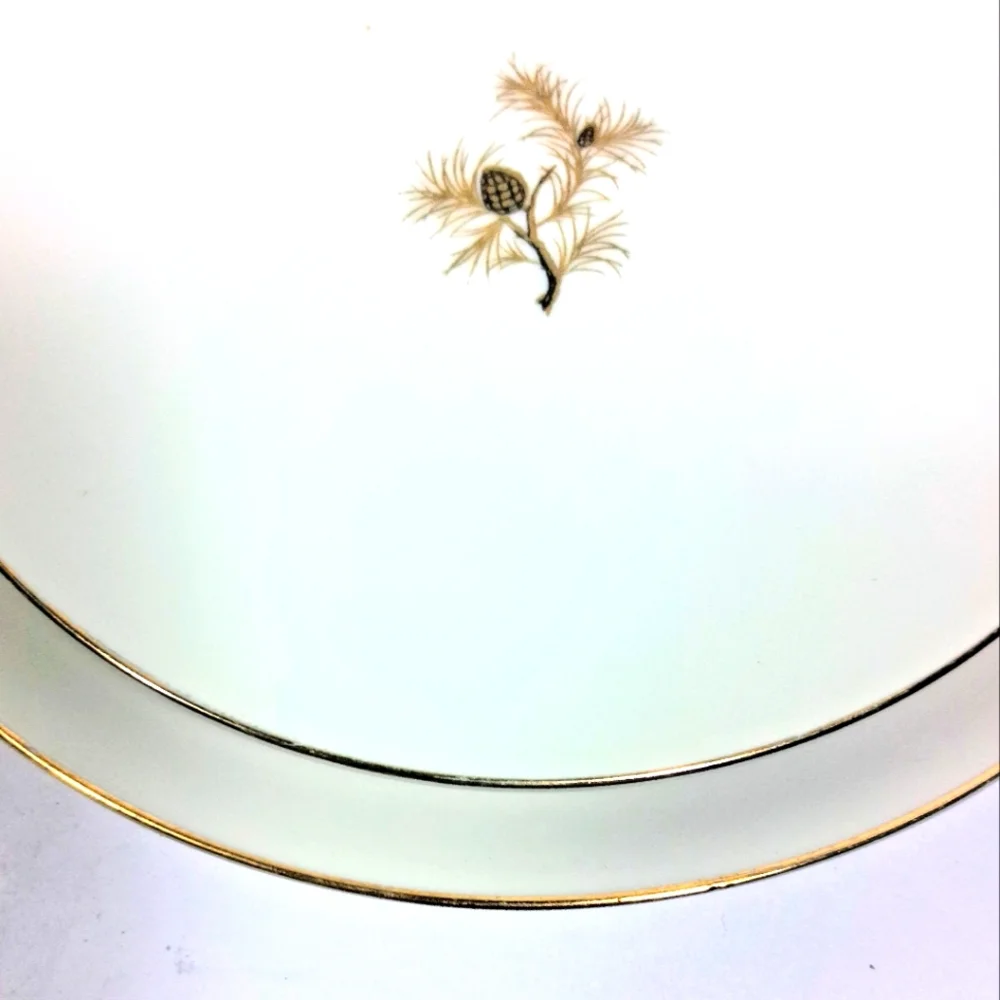 ACI Vintage Set Of 4 Each Golden Pine Gold Rim Japan Salad & Bread China Plates - Picture 2 of 6